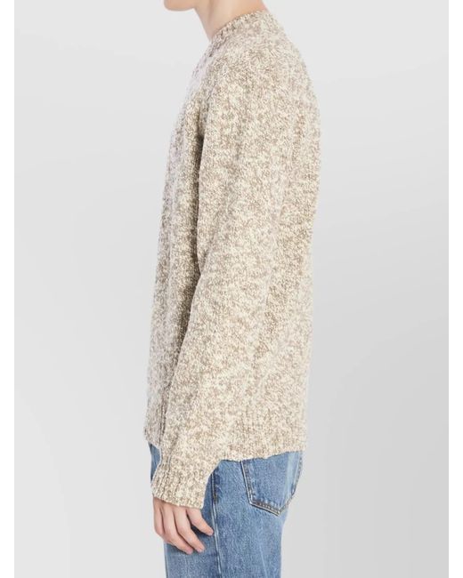Dolce & Gabbana Natural Ribbed Trim Virgin Wool Blend Crew Neck Jumper for men