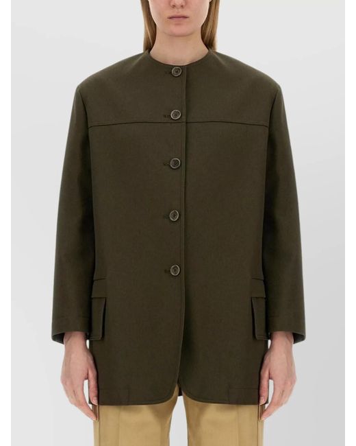 Max Mara Green Cotton Fitted Jacket