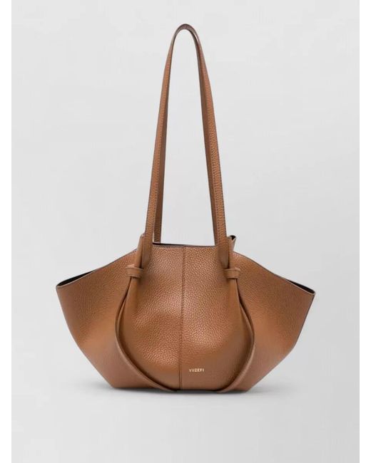 Yuzefi Brown Mochi Shoulder Tote Bag Knot Detail