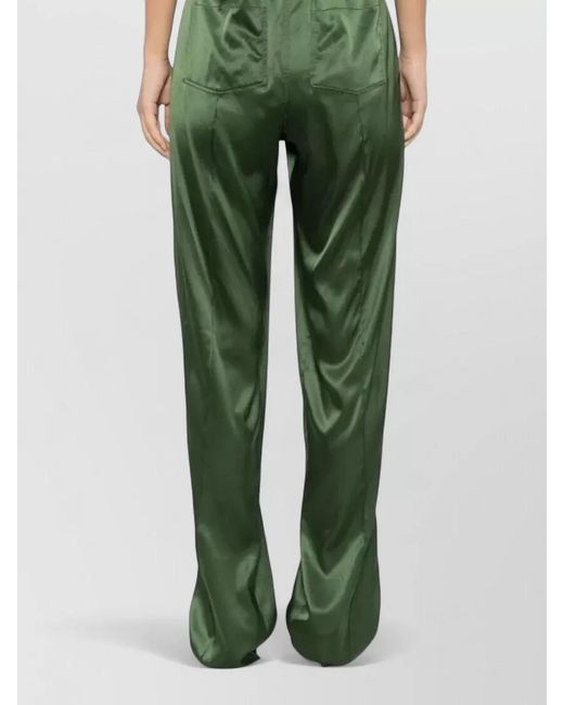 Tom Ford Green Silk Wide-Leg Trousers