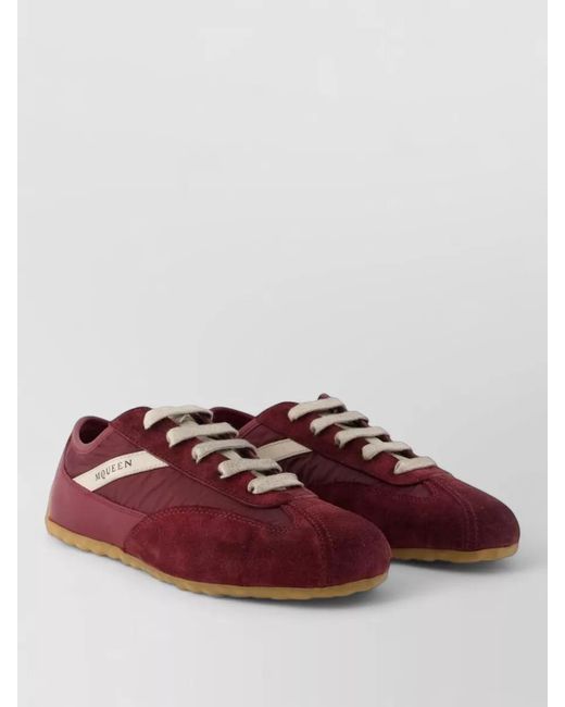 McQueen Red Lace Up Boxing Trainers Smooth Leather