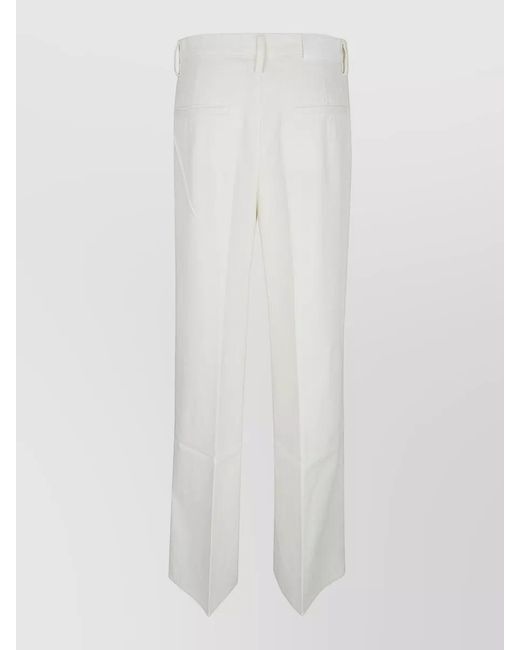 7 For All Mankind White High-Rise Pleated Wide-Leg Trousers