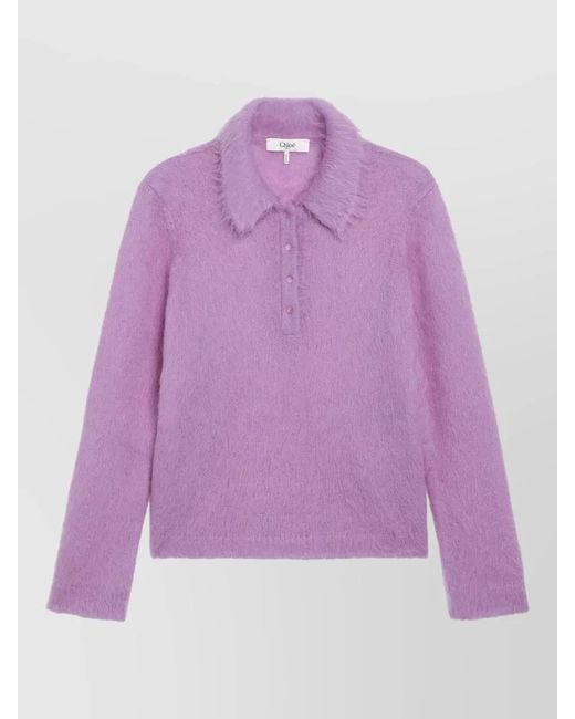 Chloé Purple Slim-Fit Polo Sweater
