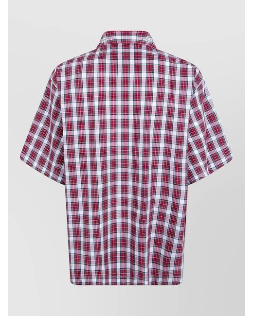 N°21 Red Plaid Shirt Short Sleeves Embellished Collar