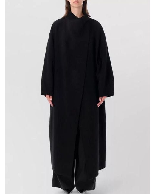 Frankie Shop Black Leroy Long Coat High Collar Design