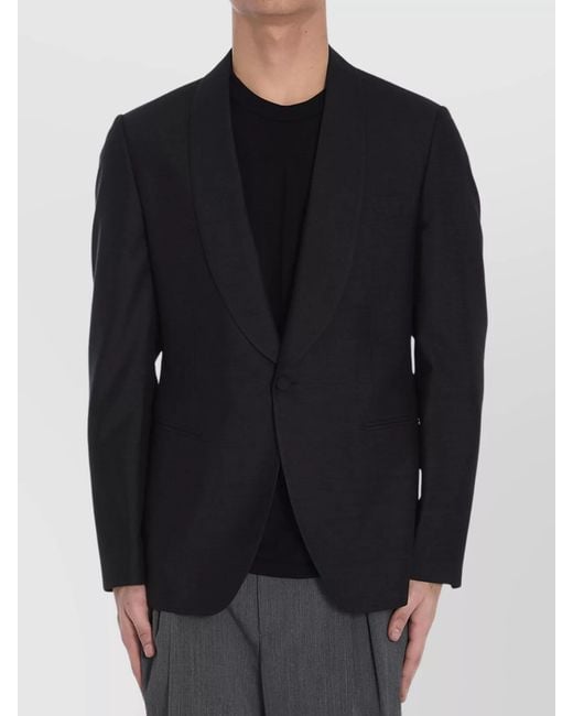 Lardini Black Silk Single-Breasted Jacket for men