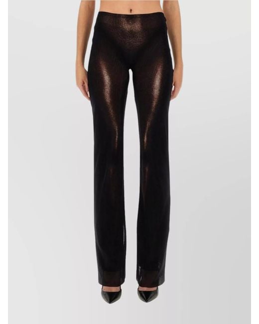 Jean Paul Gaultier Black High Waist Sheer Trousers With Metallic Finish