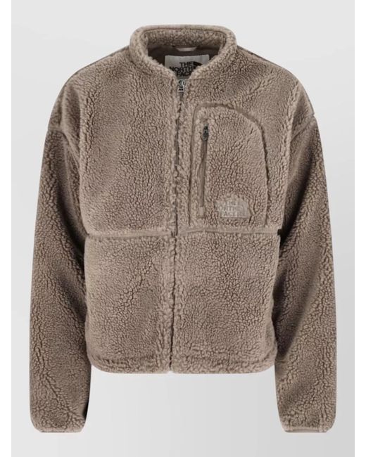 The North Face Brown Fleece Jacket With High Collar And Pocket