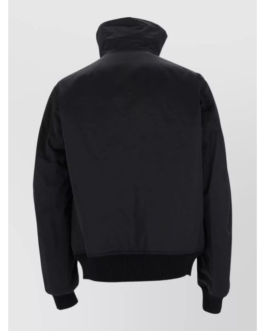 Rick Owens Black High Collar Coat Ribbed Cuffs Hem for men