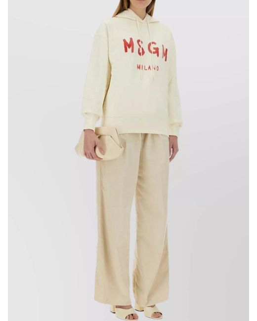 MSGM Natural Cotton Logo-Print Sweatshirt