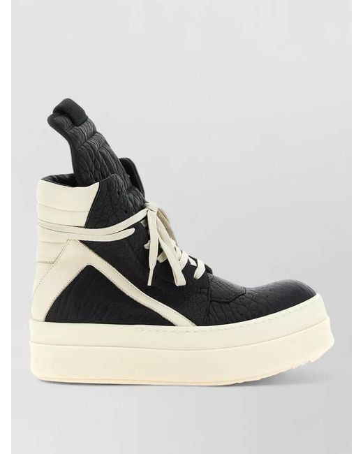 Rick Owens Black Geometric High Top Mega Bumper Sneakers for men