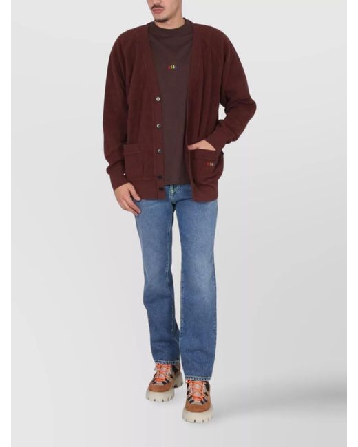 MSGM Purple V-Neck Cardigan for men