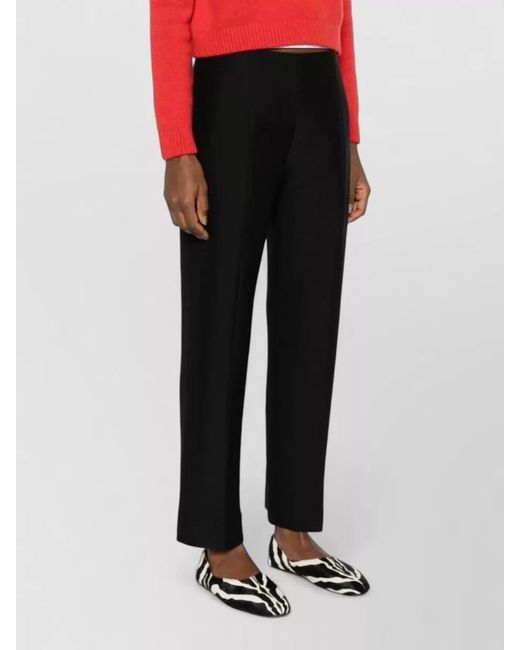 Totême Black Silk Wool Slim-Fit Straight Trousers