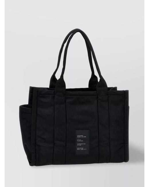 Marc Jacobs Black Oversized Nylon Tote With Side Pockets And Top Handles