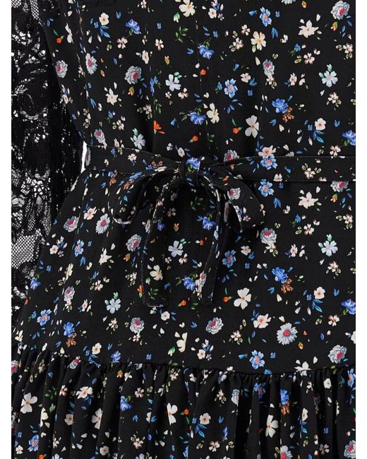 Rabanne Black Wool Cashmere Floral Lace Mini Dress