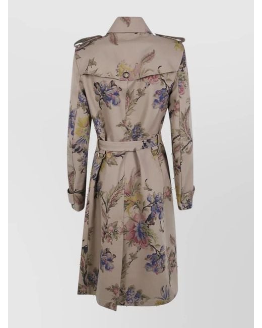 Etro Natural Printed Trench Coat