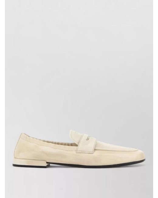 Prada Natural Leather Loafers Round Toe Design