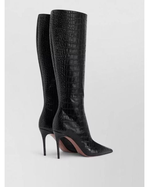 Paris Texas Black Vera Knee High Crocodile Effect Boots 85