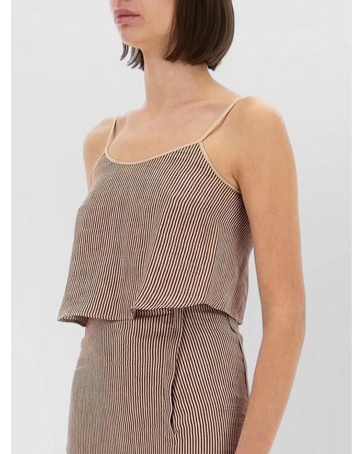 Alysi Multicolor Silk Micro Stripe Cropped Top