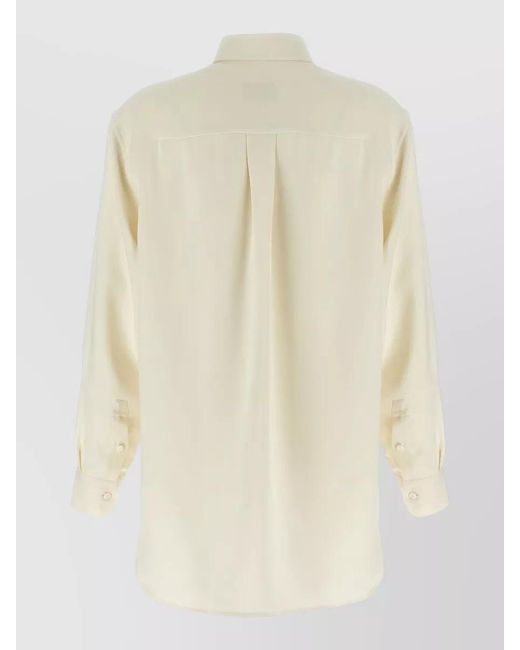 Brioni Natural Silk Shirt Straight Cut Long Sleeves