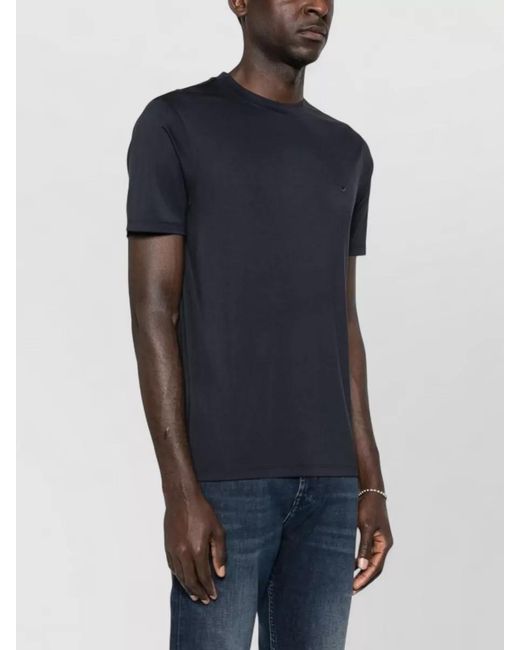 Emporio Armani Black Silk-Blend Logo-Detail Short-Sleeve T-Shirt for men