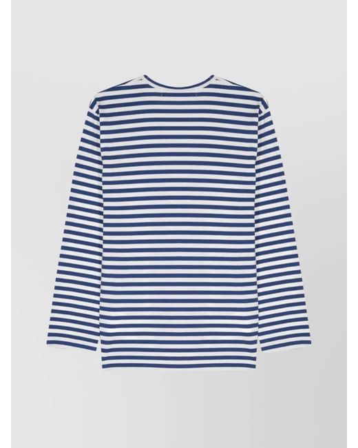 Comme des Garçons Blue Striped Cotton Long-Sleeve T-Shirt