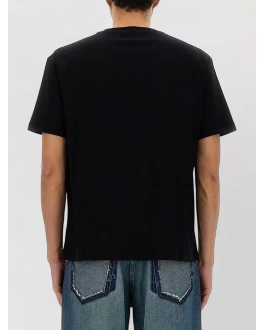3.PARADIS Multicolor Crystal Logo Crew Neck Graphic T Shirt for men