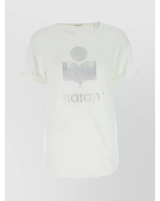 Isabel Marant White Linen Logo Print T-Shirt