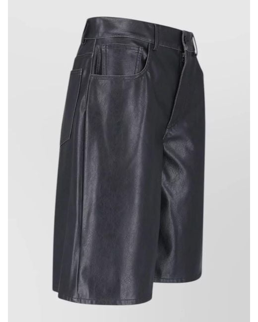 MM6 by Maison Margiela Blue High Rise Slim Tailored Shorts Smooth Finish