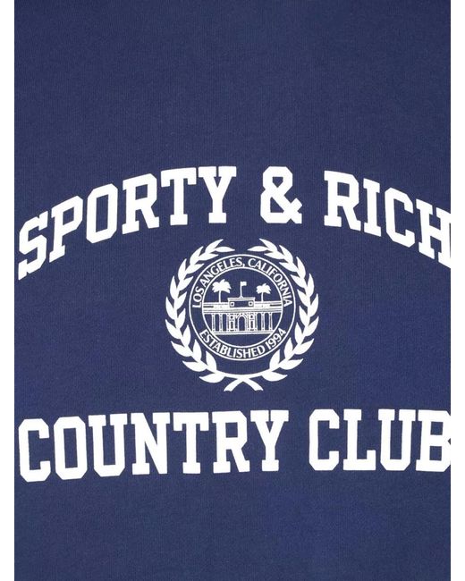 Sporty & Rich Blue Crew Neck Sweatshirt Long Sleeve Design