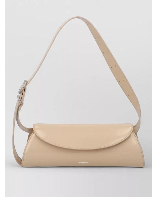 Jil Sander Natural Cannolo Small Leather Shoulder Bag