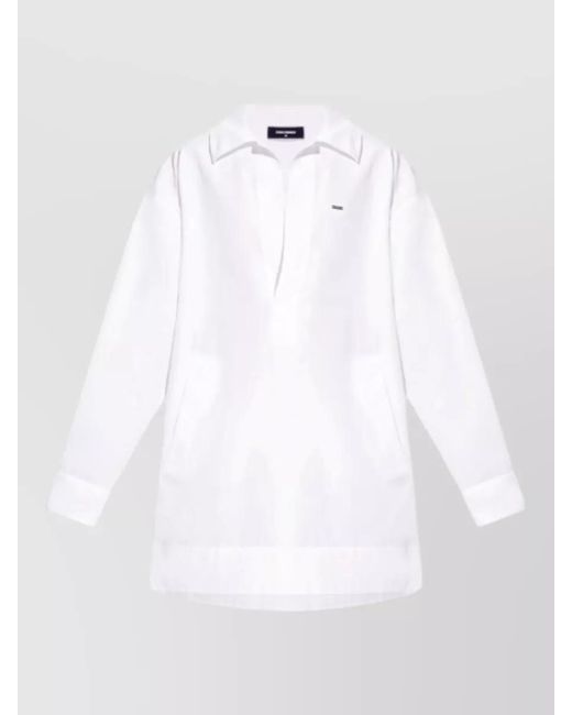 DSquared² White Long Sleeve Dress Button Cuffs Pockets