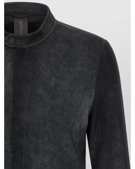 Giorgio Brato Black Biker Jacket Stretch Design Long Sleeves for men