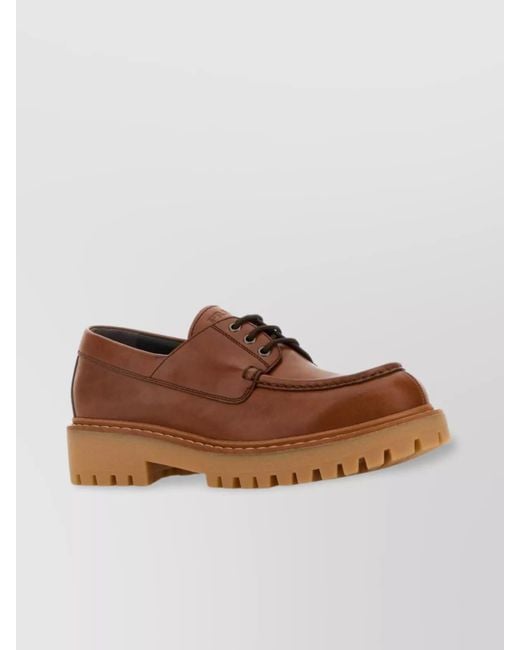 Prada Brown Leather Lace-Up Loafers for men