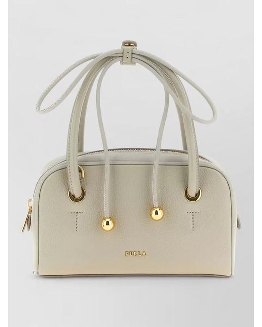 Furla Natural Poppy S Shoulder Bag Adjustable Strap Handles