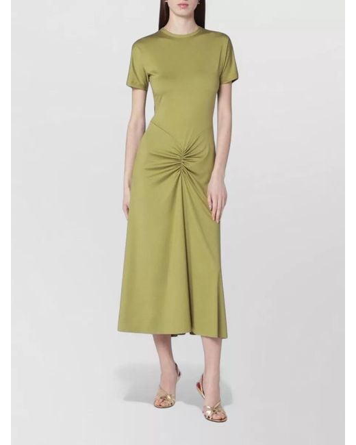 Victoria Beckham Green Gathered Waist Midi Dress