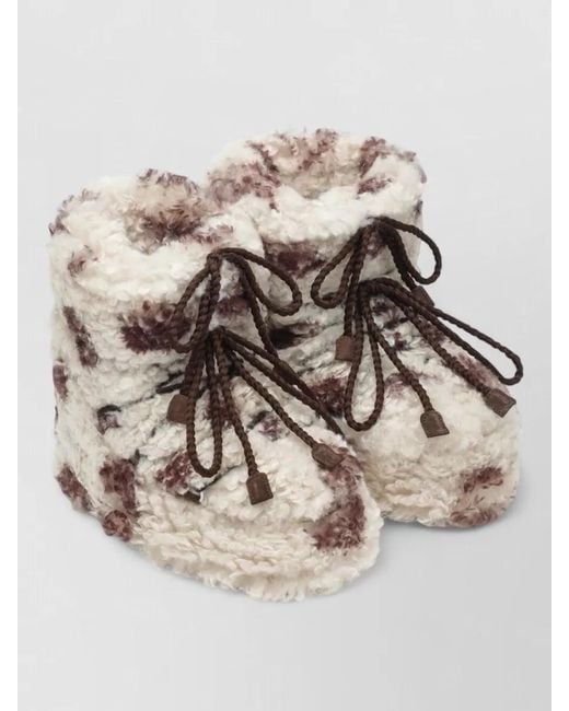 Moon Boot Natural Ankle Boots Faux Fur Texture Flat Sole