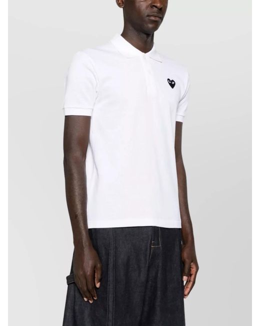 Comme des Garçons White Cotton Piqué Short-Sleeve Polo Shirt for men