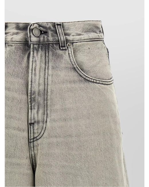 Haikure Gray Cotton Wide-Leg Bermuda Shorts