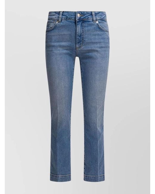 Sportmax Blue Denim Cropped Flared Jeans