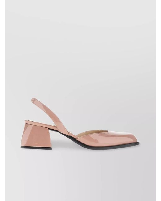 NODALETO Natural Patent Leather Slingback Pumps