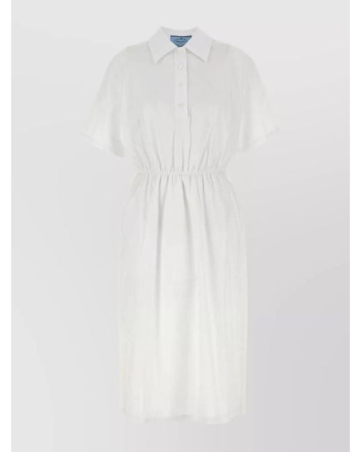 Prada White Cotton Poplin Knee-Length Shirt Dress