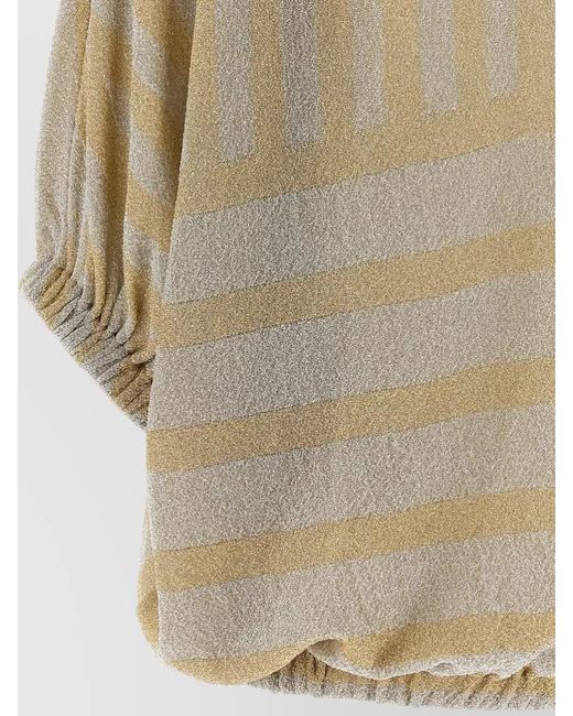 Nude Natural Lurex Sweater Round Neck Striped Design