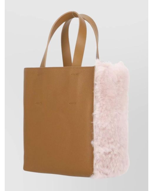 Marni Pink Museo Shearling Shoulder Bag