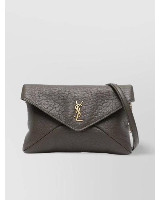 Saint Laurent Gray Chain Pouch Lambskin-Tone Hardware
