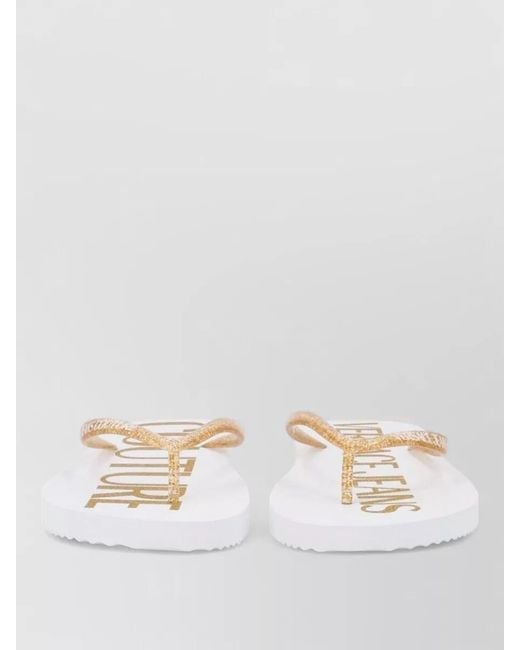 Versace Jeans Couture Natural Flat Sole Thong Strap Glitter Slides