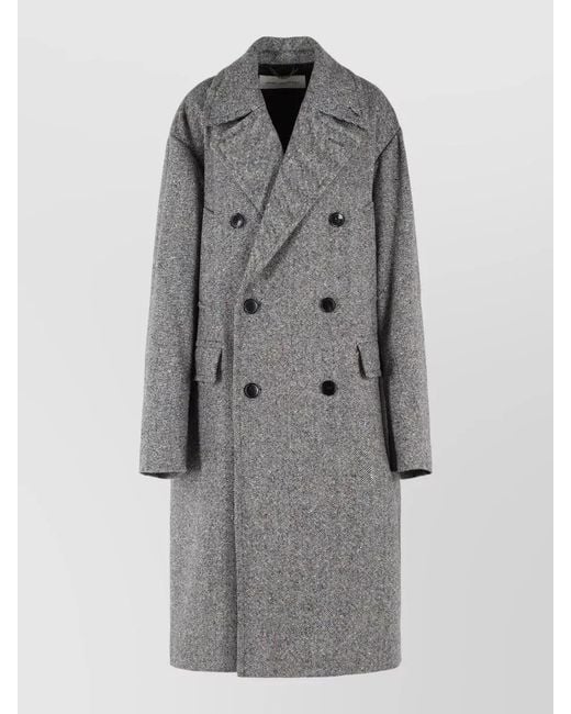 Dries Van Noten Gray Rascott Wool Coat Mid Length Lapel for men
