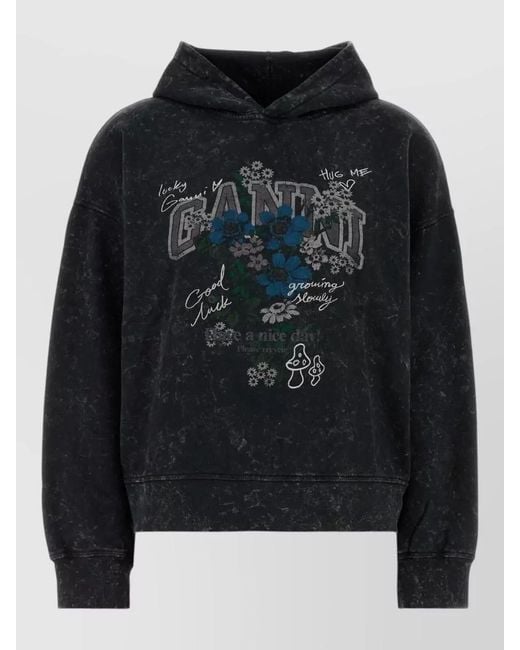 Ganni Black Cotton Sweatshirt