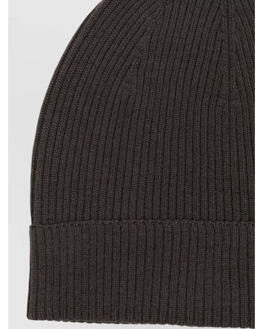 Rick Owens Black Ribbed Beanie Stretch Fit Design
