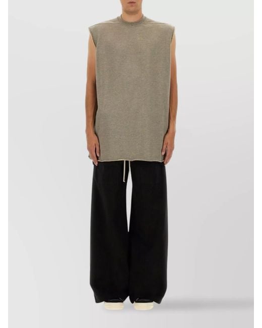 Rick Owens Multicolor Sleeveless T-Shirt With Raw Hem And Side Seam Detail for men